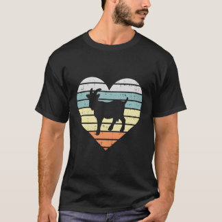 ヤギハートレトロカントリーファーム農業動物農場 Tシャツ