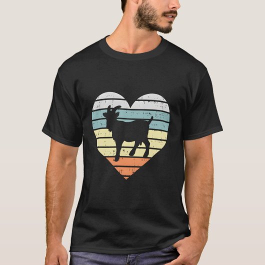 ヤギハートレトロカントリーファーム農業動物農場 Tシャツ (正面)