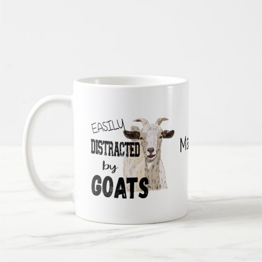 ヤギパーソナライズされたに気を取られる コーヒーマグカップ (左)