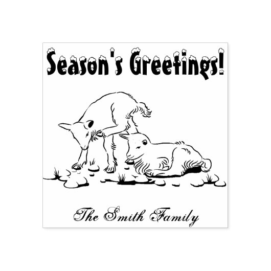 ヤギパーソナライズされたキッドクリスマスホリデーファミリー ラバースタンプ (インプリント)