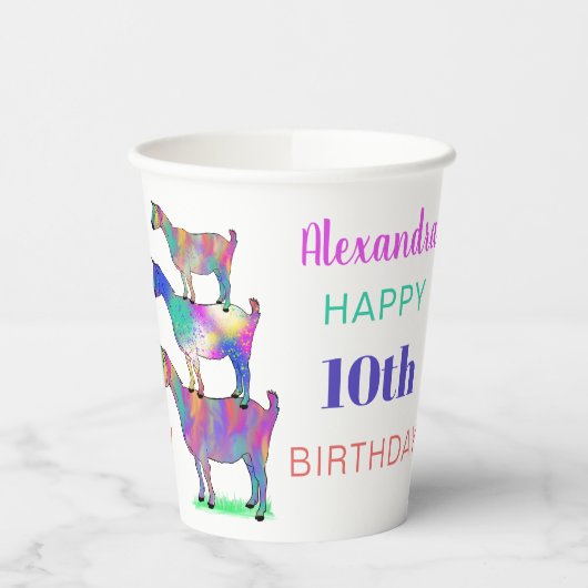 ヤギパーソナライズされたス誕生日パーティー 紙コップ (左)