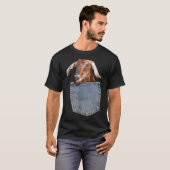 ヤギポケットベイビー ヤギののぞき見 面白いヤギ Tシャツ (正面フル)