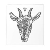 ヤギポートレートとハート ノートパッド (正面)