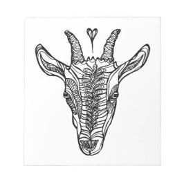 ヤギポートレートとハート ノートパッド