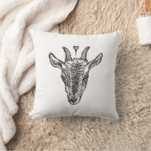 ヤギポートレート付ハート装飾用クッション クッション (ブランケット)