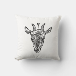 ヤギポートレート付ハート装飾用クッション クッション