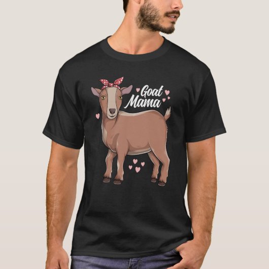 ヤギママかわいい農場動物ヤギ女の子の女性 Tシャツ (正面)