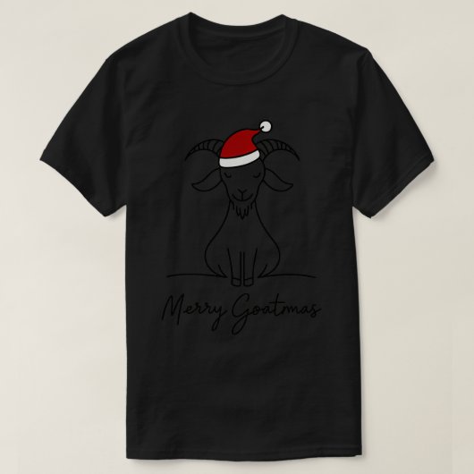 ヤギメリーツ愛好家のためのゴアトマスサンタハットクリスマス Tシャツ (デザイン正面)