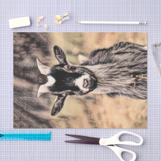 ヤギヴィンテージカントリーファーム動物のデコパージュ 薄葉紙 (クラフト)