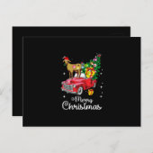 ヤギ乗りレッドトラッククリスマスパジャマ インビテーションポストカード (正面/裏面)