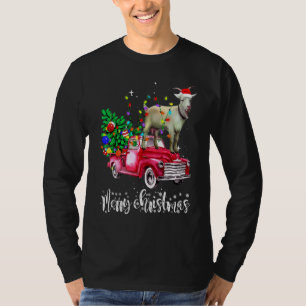 ヤギ乗り赤トラッククリスマスメリークリスマス Tシャツ