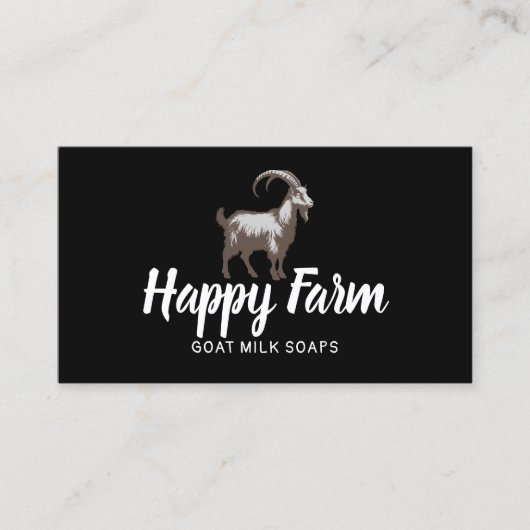 ヤギ乳石鹸かわいい農場動物ブラックハンドメイド 名刺 (正面)