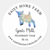 ヤギ乳石鹸ビジネス名とウェブサイト ラウンドシール (正面)