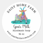 ヤギ乳石鹸ビジネス名とウェブサイト ラウンドシール (正面)
