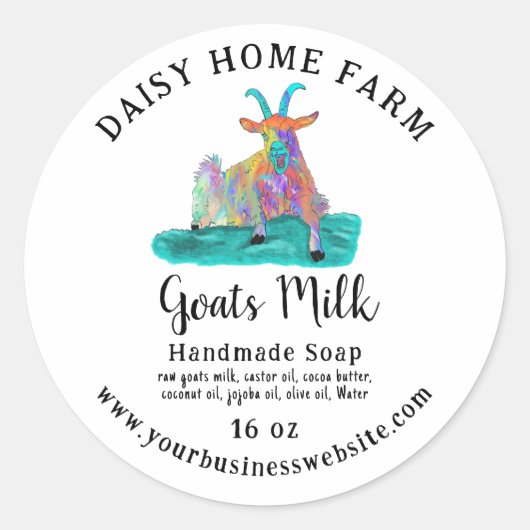 ヤギ乳石鹸ビジネス名Webサイトカラフル ラウンドシール (正面)