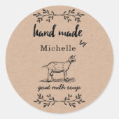 ヤギ乳石鹸モノグラムで作られた手 ラウンドシール (正面)