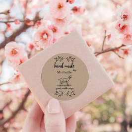 ヤギ乳石鹸モノグラムで作られた手 ラウンドシール