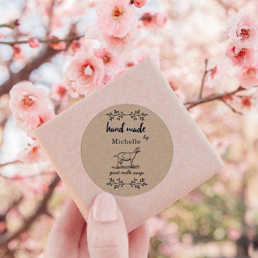 ヤギ乳石鹸モノグラムで作られた手 ラウンドシール