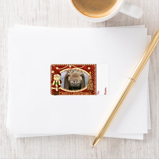 ヤギ写真ヤギのクリスマスギフトラベル ラベル (インサイチュ)