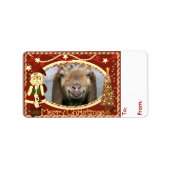 ヤギ写真ヤギのクリスマスギフトラベル ラベル (正面)