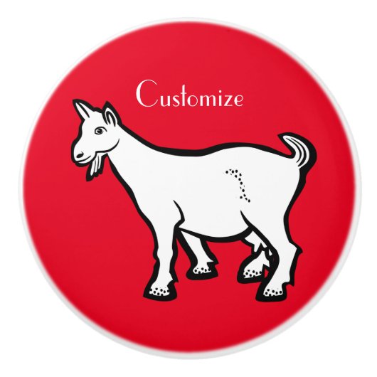 ヤギ動物サンダー_コーブ セラミックノブ (正面)