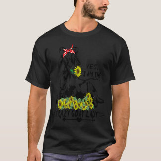 ヤギ好きな女性のためのクレイジーなヤギレディのデザイン Tシャツ