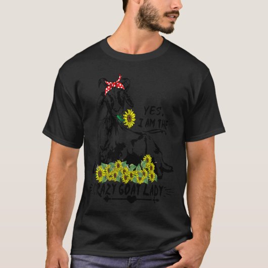 ヤギ好きな女性のためのクレイジーなヤギレディのデザイン Tシャツ (正面)