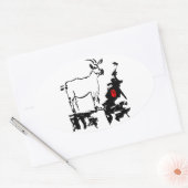 ヤギ岩ベトナム中国の年〔占星術の〕十二宮図楕円S 楕円形シール (封筒)