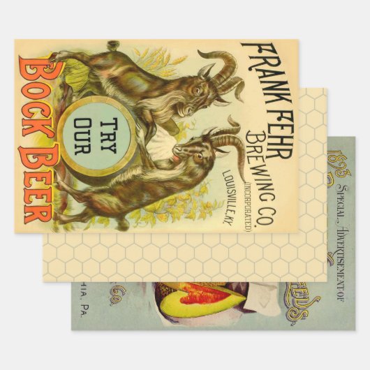 ヤギ広告ボックビール ラッピングペーパーシート (セット)