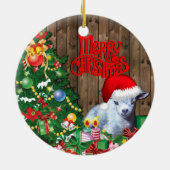 ヤギ愛らしいピグミーヤギベビークリスマス セラミックオーナメント (裏面)