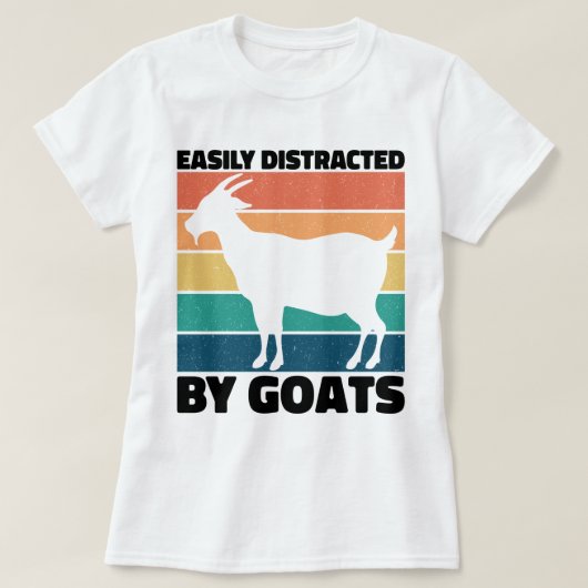 ヤギ愛好家に簡単に気を散らすかわいいペットおもしろい Tシャツ (デザイン正面)