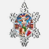 ❄️ ヤギ愛好家のためのクリスマスギフト 2027年 午年 スノーフレークピューターオーナメント (右)