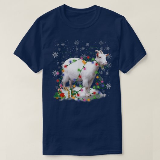 ヤギ愛好家のためのヤギのクリスマスクリスマス光パジャマ Tシャツ (デザイン正面)