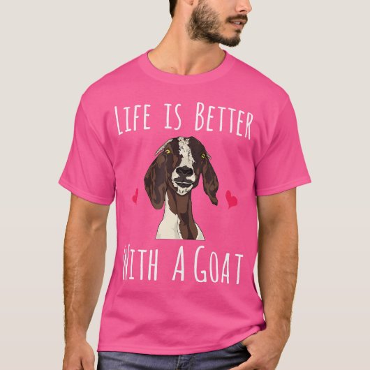 ヤギ愛好家の方がおもしろい人生は好い Tシャツ (正面)
