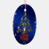 ヤギ愛好家クリスマスギフト | Merry Christmas Goat tree セラミックオーナメント (右)