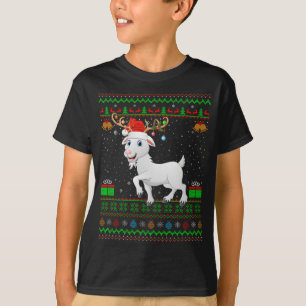 ヤギ愛好家サンタハットにマッチ醜いヤギのクリスマス Tシャツ