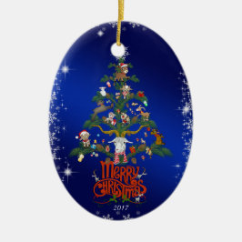 ヤギ愛好家メリークリスマスヤギ セラミックオーナメント