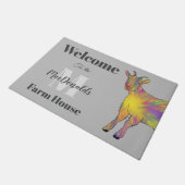 ヤギ歓迎ファミリー名 ドアマット (アングル)