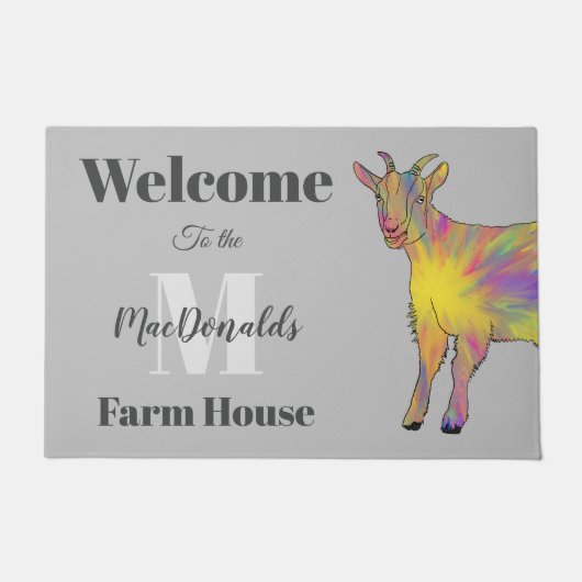 ヤギ歓迎ファミリー名 ドアマット (正面)