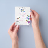 ヤギ水彩誕生日パーティーピンク予算 チラシ (手)