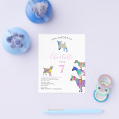 ヤギ水彩誕生日パーティーピンク予算 チラシ (シングル)