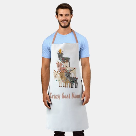 ヤギ熱狂するママのクリスマスヤギ エプロン (着用した状態)