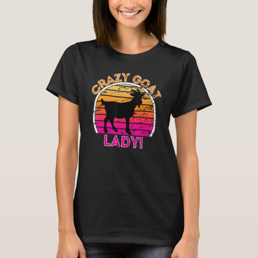 ヤギ熱狂するレディおもしろいレトロヤギ Tシャツ (正面)