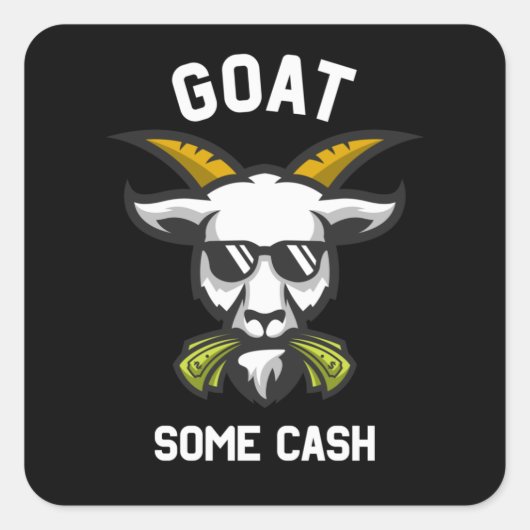 ヤギ現金ヤギおもしろいビリーグラスと金 スクエアシール (正面)