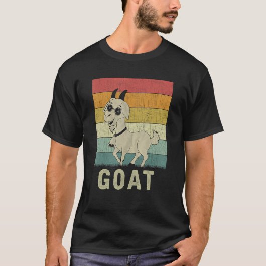 ヤギ男性女性ヤギレトロ Tシャツ (正面)