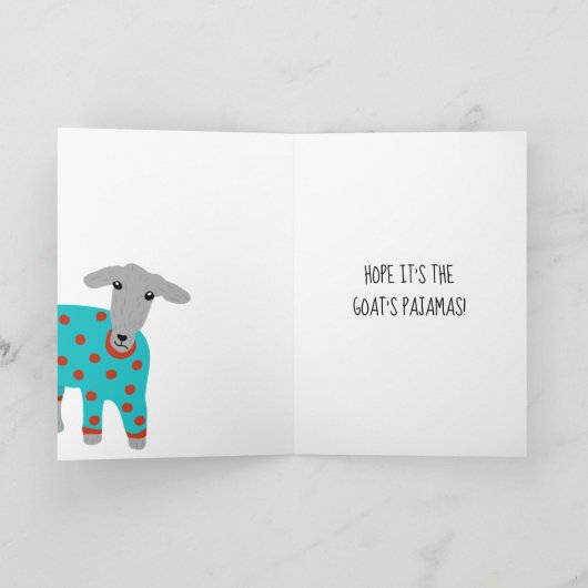 ヤギ着用パジャマかわいいイラストレーション誕生日 カード (内部)