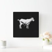 ヤギ着用医療顔マスク スクエア壁時計 (ホーム)