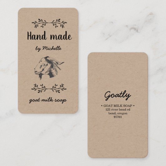 ヤギ石鹸で作られたヴィンテージ 名刺 (正面/裏面)