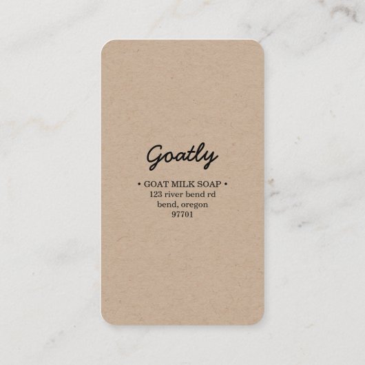 ヤギ石鹸で作られたヴィンテージ 名刺 (裏面)