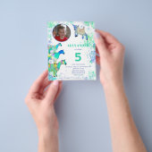 ヤギ第5誕生日フォトグリーンブルー予算 チラシ (手)